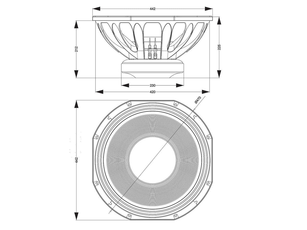 Celto 18SW1500 18" Subwoofer, Ferrit, Alukorb – Ansicht 3