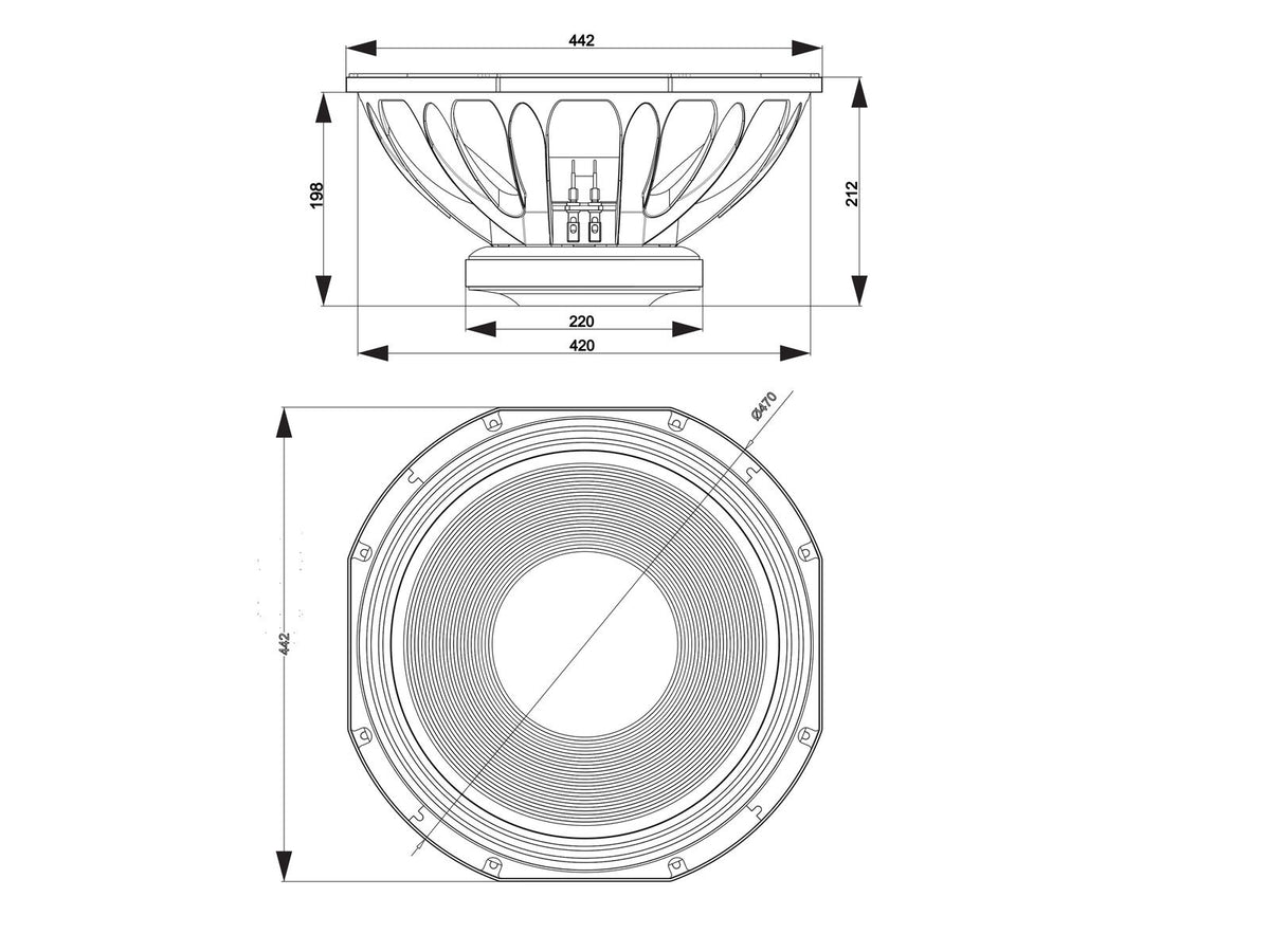 Celto 18SW1200 18" Subwoofer, Ferrit, Alukorb – Ansicht 3