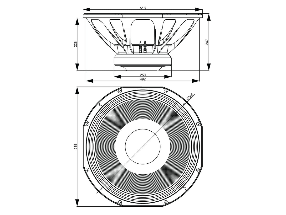 Celto 21SW1800 21" Subwoofer, Ferrit, Alukorb – Ansicht 3