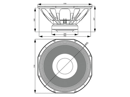 Celto 21SW1800 21" Subwoofer, Ferrit, Alukorb – Ansicht 3