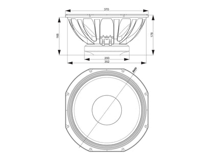 Celto 15PF800 15" Woofer, Ferrit, Alukorb – Ansicht 3