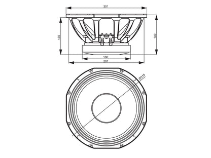 Celto 12NG500 12" Woofer, Ferrit, Alukorb – Ansicht 3