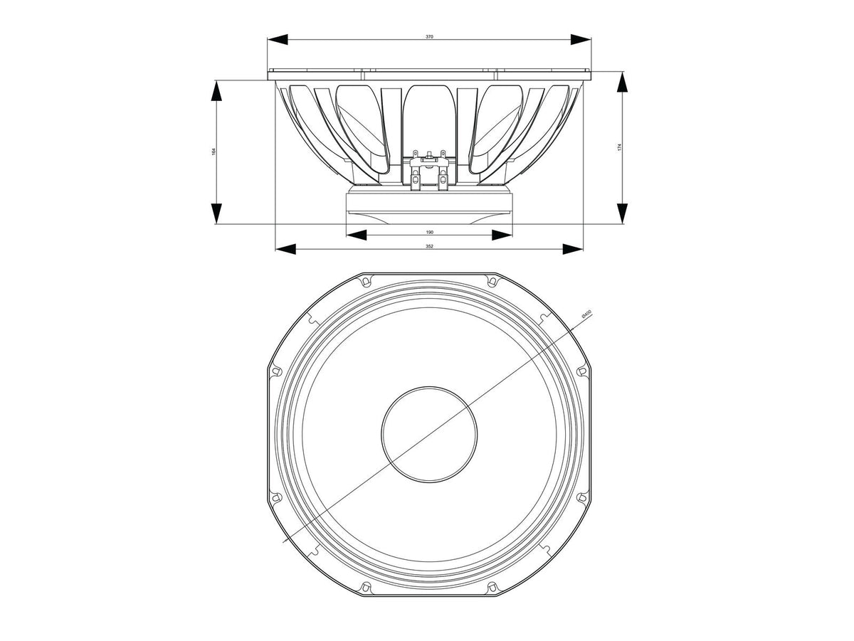 Celto 15NG500 15" Woofer, Ferrit, Alukorb – Ansicht 3