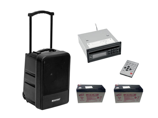 Omnitronic Set MOM-10BT4 Modular-Drahtlos-PA-System + CD-Player mit USB&SD + 2x Akku