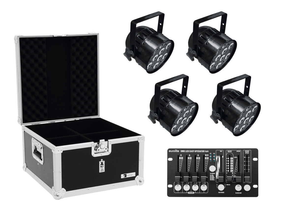 Eurolite Set 4x LED PAR-56 QCL sw + Case + Controller