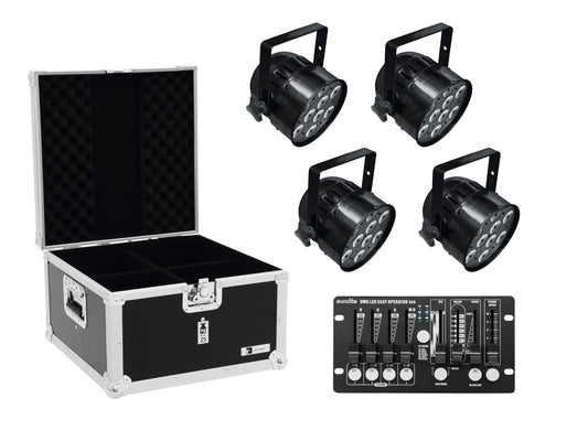 Eurolite Set 4x LED PAR-56 QCL sw + Case + Controller