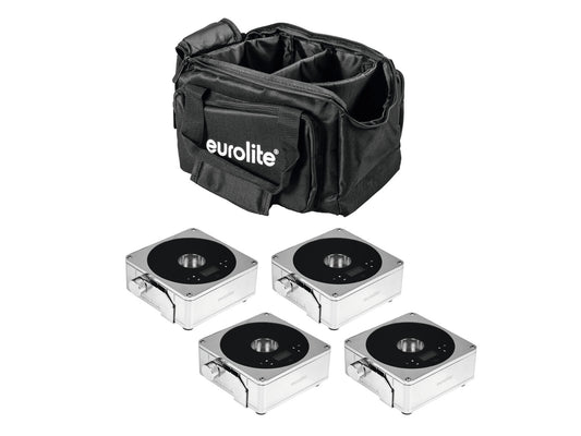 Eurolite Set 4x AKKU IP Flat Light 1 chrom + Soft-Bag