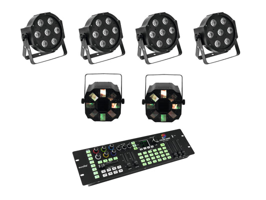 Eurolite Set 4x LED SLS-7 HCL Floor + 2x LED FE-700 + DMX LED Color Chief Controller