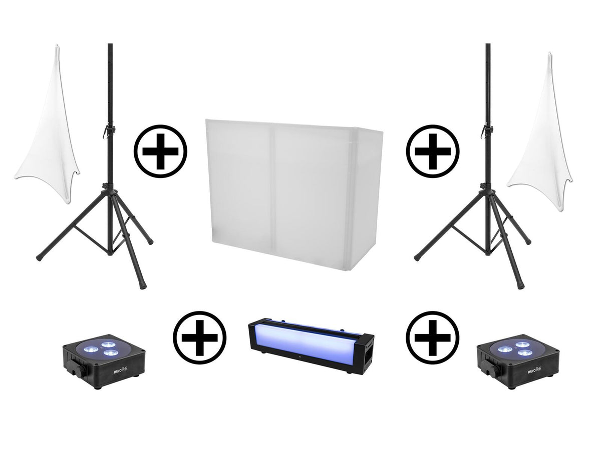 Eurolite Set AKKU 2x Flat Light 3 sw + Bar-6 + Ständer – Ansicht 2