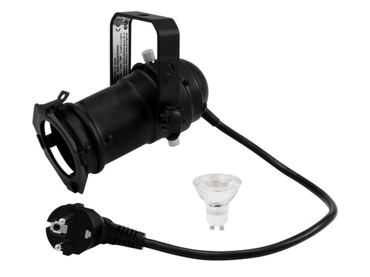 Eurolite Set PAR-16 Spot GU-10 schwarz + GU-10 230V LED SMD 7W 6400K