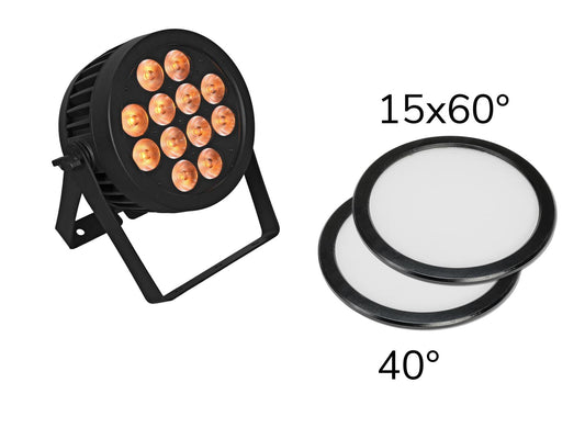 Eurolite Set LED IP PAR 12x9W SCL Spot + 2x Diffusorscheibe (15x60° und 40°)