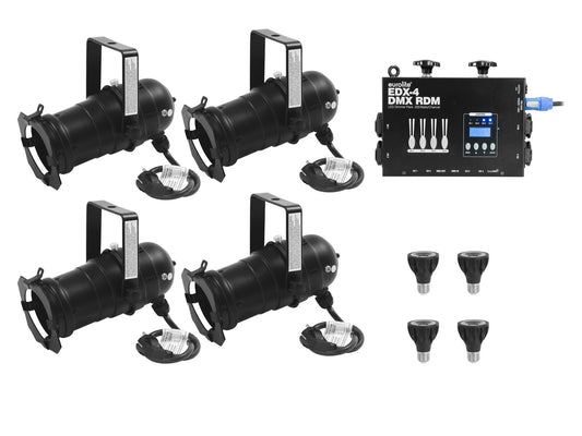 Eurolite Set 4x PAR-20 Spot sw dim2warm + EDX-4 DMX RDM LED-Dimmerpack