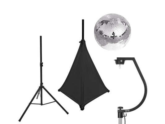 Eurolite Set Spiegelkugel 30cm mit Stativ und Segel schwarz