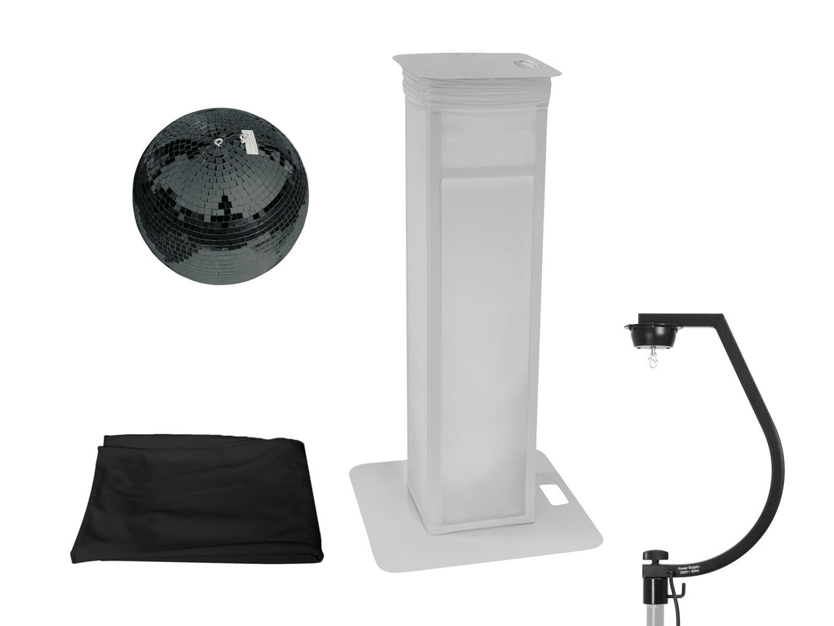 Eurolite Set Spiegelkugel 30cm schwarz mit Stage Stand variabel + Cover schwarz