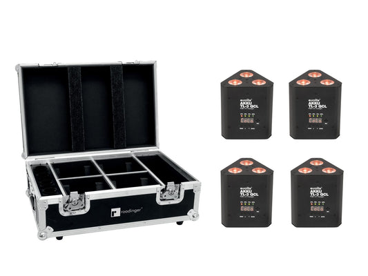 Eurolite Set 4x AKKU TL-3 QCL RGB+UV Trusslight + Case mit Ladefunktion