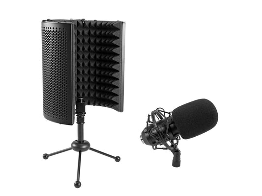 Omnitronic Set MIC CM-78MK2 Großmembran-Kondensatormikrofon + AS-04 Tisch-Mikrofon-Absorbersystem