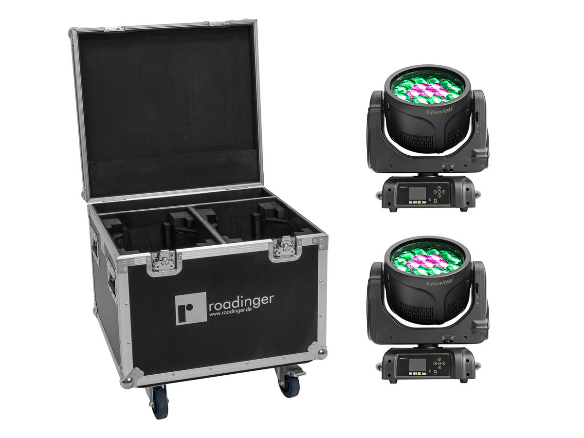 Futurelight Set 2x EYE-1940 QCL Zoom + Case mit Rollen