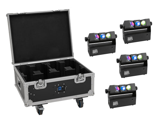 Eurolite Set 4x AKKU MBT-3 Spot MK2 + Flightcase mit Rollen und Ladefunktion