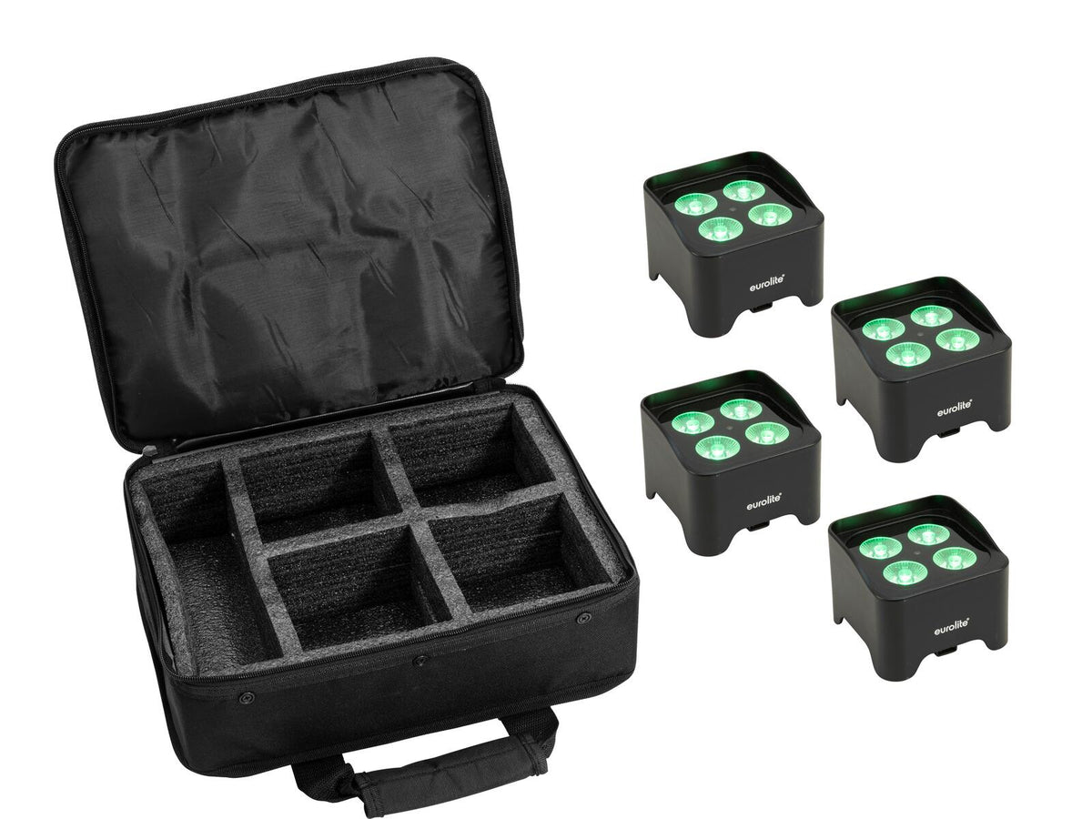 Eurolite Set 4x AKKU Mini UP-4 QCL Spot MK2 + Soft-bag
