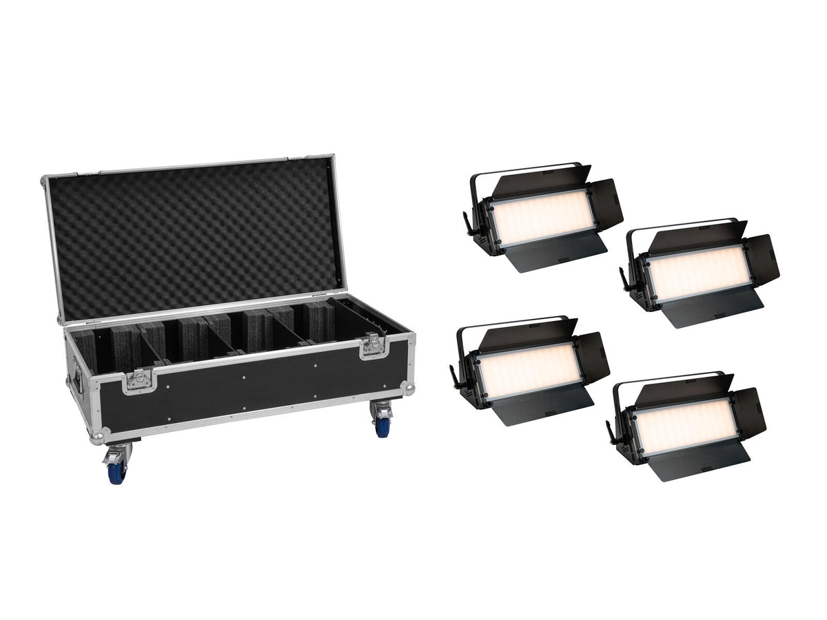 Eurolite Set 4x LED PLL-576 CW/WW Panel + Case mit Rollen
