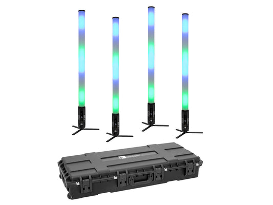 Eurolite Set 4x AKKU IP Pixel Tube 360° PRO CRMX + Kunststoffcase