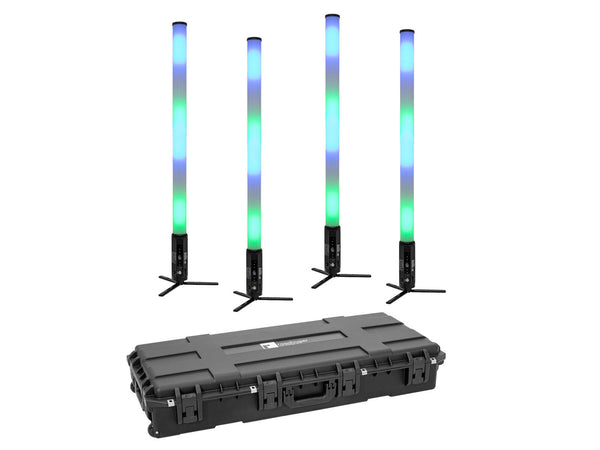 Eurolite Set 4x Akku IP Pixel Tube 360° PRO CRMX + Kunststoffcase