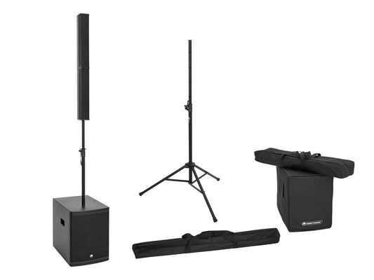 Omnitronic Set ROD-1283 Aktives Säulensystem + Boxenhochständer + Cover Set