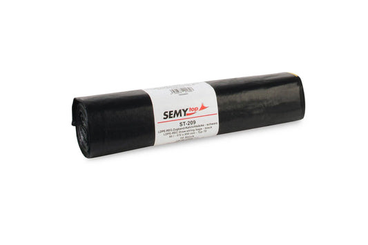 SemyTop LDPE-Regenerat Zugband-Kehrichtsäcke, schwarz, Typ 70, 60 l, 570 x 850 mm, 200 Stück