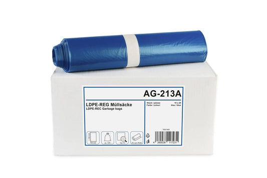 Funny LDPE-Regenerat Müllsacke, blau, Typ 70, 120 l, 700 x 1.100 mm, 250 Stück