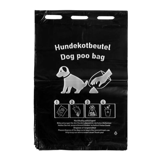 SemyTop HDPE Hundekotbeutel, schwarz, mit weißem Druck, 205 x 300 + 30 mm, 50 Stück je Block, 2.000 Stück im Karton