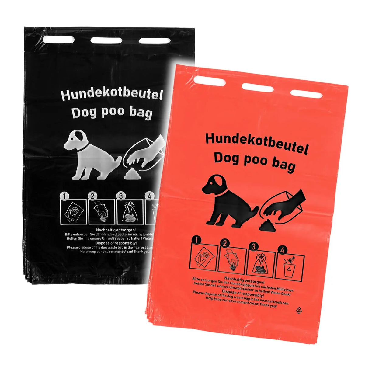 SemyTop HDPE Hundekotbeutel, schwarz, mit weißem Druck, 205 x 300 + 30 mm, 50 Stück je Block, 2.000 Stück im Karton