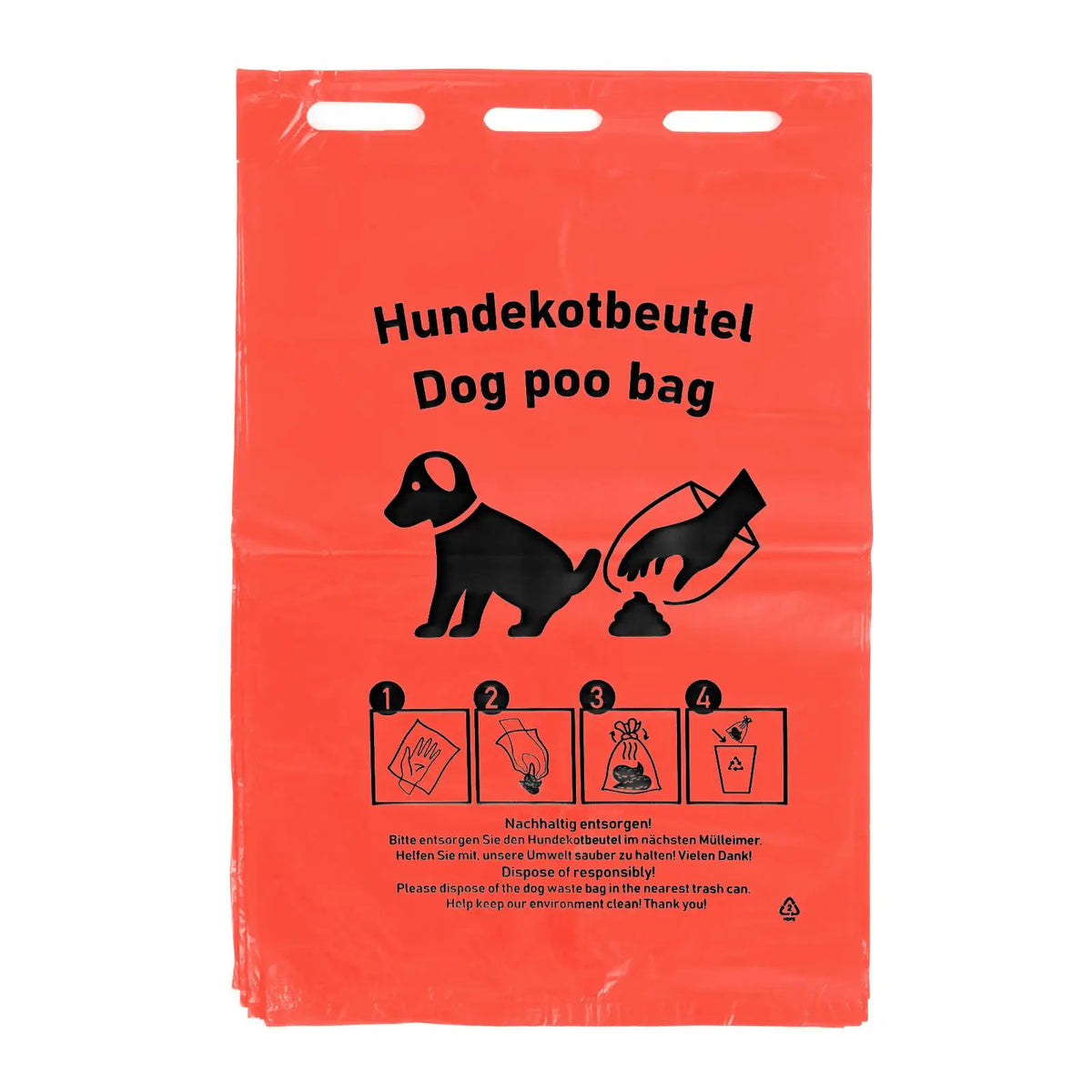 SemyTop HDPE Hundekotbeutel, rot, mit schwarzem Druck, 205x300+30mm, 50 Stück je Block, 2.000 Stück im Karton