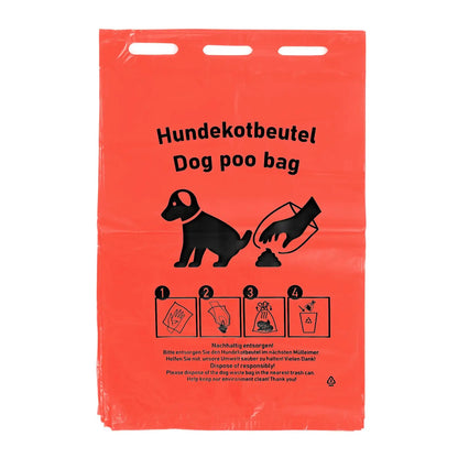 SemyTop HDPE Hundekotbeutel, rot, mit schwarzem Druck, 205x300+30mm, 50 Stück je Block, 2.000 Stück im Karton