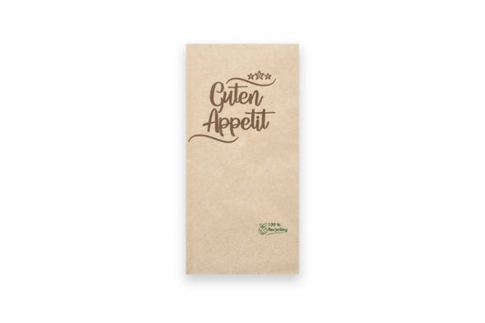 Funny Servietten mit Motiv "Guten Appetit", 2-lagig, 33 x 33 cm, recycling braun, 1/8-Buchfalz, 8x 250 Stück