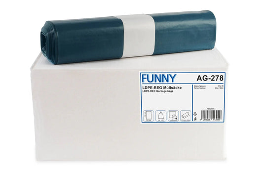 Funny LDPE-Regenerat Müllsäcke, blau, Typ 80 extra, 120 l, 700 x 1.100 mm, 250 Stück