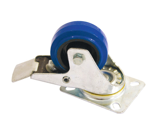 Roadinger Lenkrolle 80mm blau mit Bremse