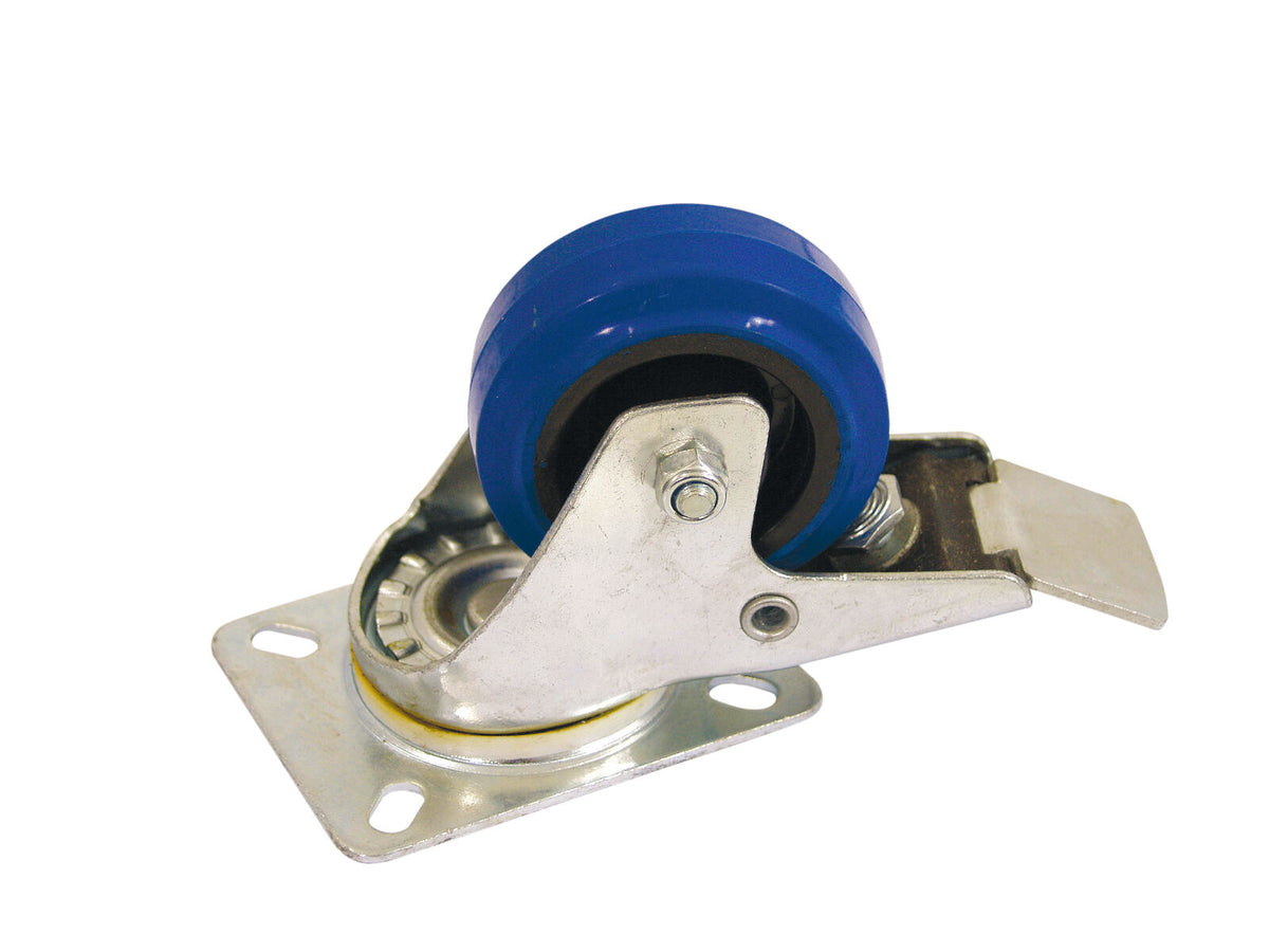 Roadinger Lenkrolle 80mm blau mit Bremse – Ansicht 2