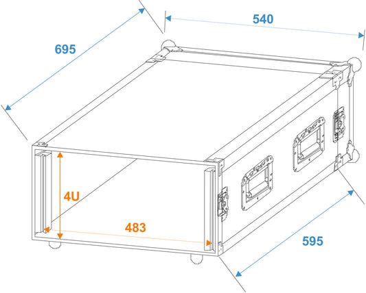 Roadinger Verstärkerrack PR-2ST, 4HE, 57cm tief – Ansicht 2