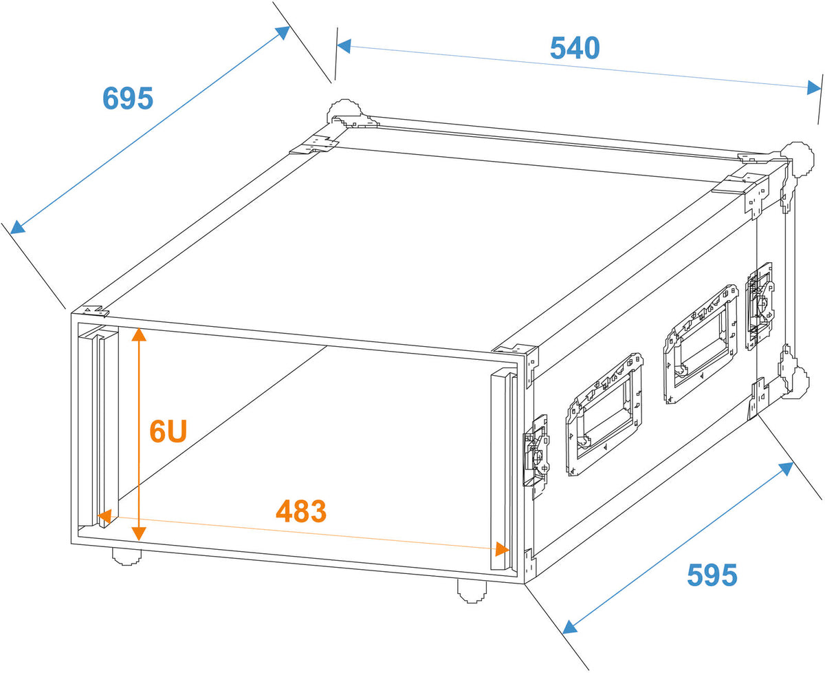 Roadinger Verstärkerrack PR-2ST, 6HE, 57cm tief – Ansicht 2