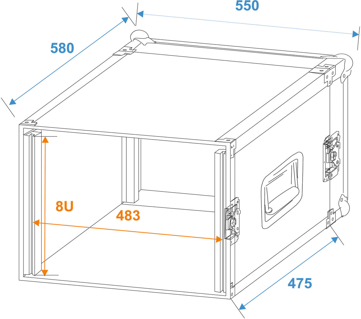 Roadinger Verstärkerrack PR-2, 8HE, 47cm tief – Ansicht 2