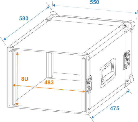Roadinger Verstärkerrack PR-2, 8HE, 47cm tief – Ansicht 2