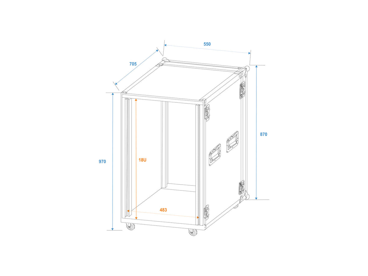 Roadinger Verstärkerrack PR-2ST, 18HE, 57cm mit Rollen – Ansicht 2