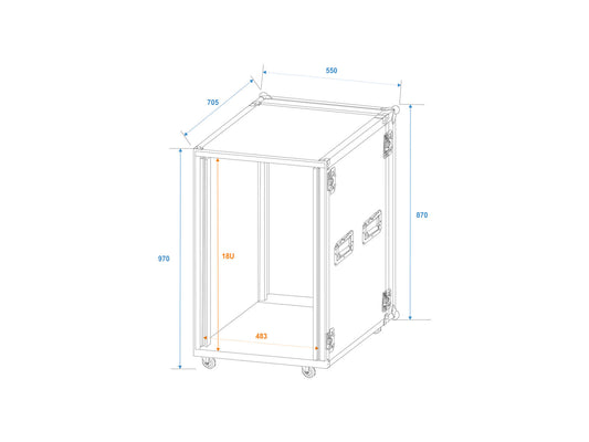 Roadinger Verstärkerrack PR-2ST, 18HE, 57cm mit Rollen – Ansicht 2