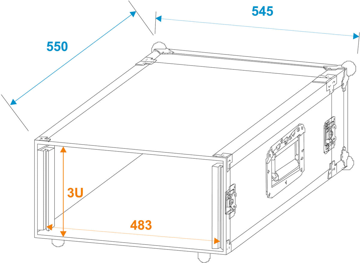 Roadinger Verstärkerrack PR-1, 3HE, 47cm tief – Ansicht 2