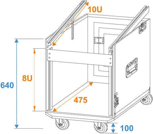 Roadinger Spezial-Kombi-Case Profi, 8HE mit Rollen – Ansicht 2