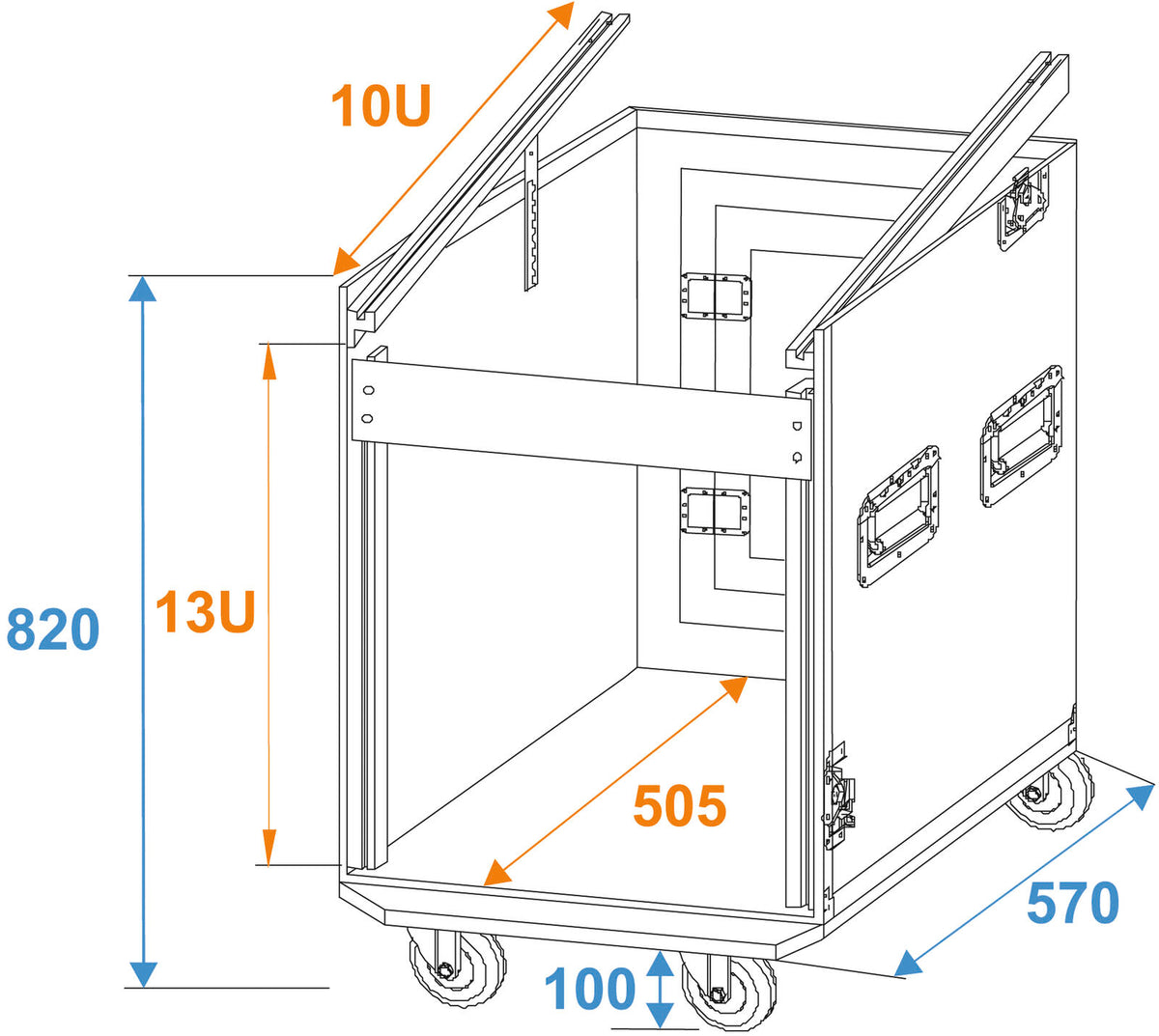 Roadinger Spezial-Kombi-Case Profi, 12HE mit Rollen – Ansicht 2