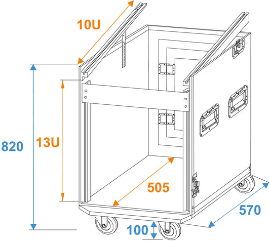 Roadinger Spezial-Kombi-Case Profi, 12HE mit Rollen – Ansicht 2