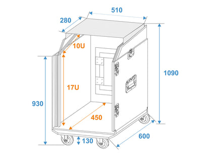 Roadinger Spezial-Kombi-Case LS5 Laptop-Rack, 17HE – Ansicht 2
