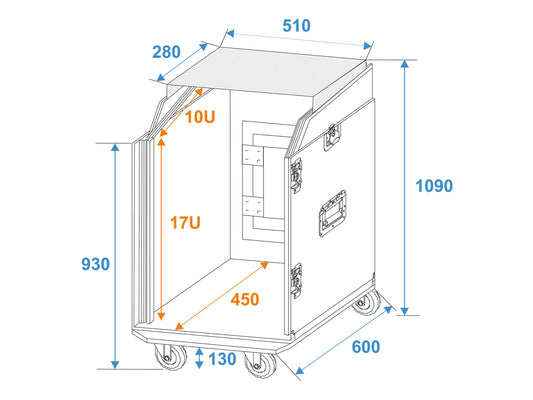 Roadinger Spezial-Kombi-Case LS5 Laptop-Rack, 17HE – Ansicht 2