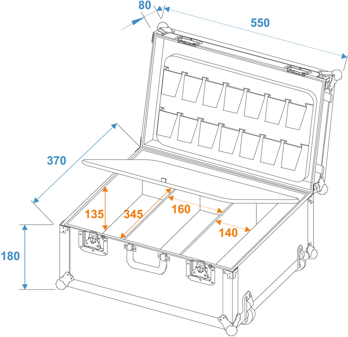 Roadinger Universal-Koffer-Case mit Trolley – Ansicht 10